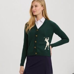 Renwick Swinging Golfer Cotton Blend V-neck Cardigan Sweater Size XL